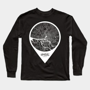 Hamburg, Germany City Map - Travel Pin Long Sleeve T-Shirt